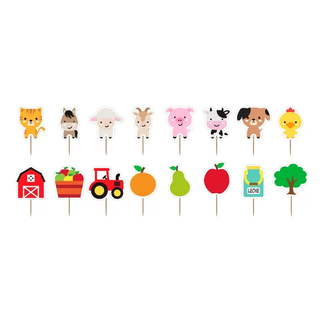 Topper Para Cupcake Cumpleaños Animales Granja 
