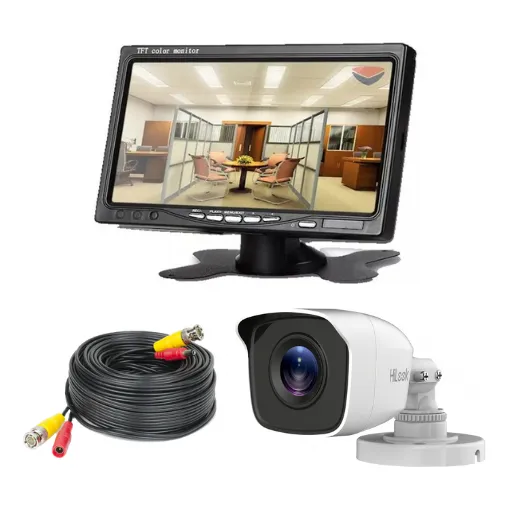 Kit Cctv Seguridad Lcd 7 Color + Camara Infrarroja + Cable Color Negro
