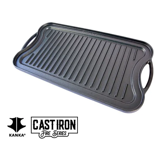 Kanka - Plancha Churrasquera 2 En 1 De 50cm - Hierro Fundido Color Negro