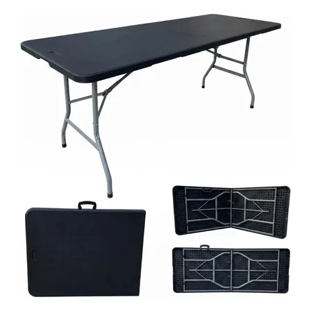 Coolsht Mesa Plegable Tipo Portafolio Plástico Mesa Portatil 1.80m Color Negro