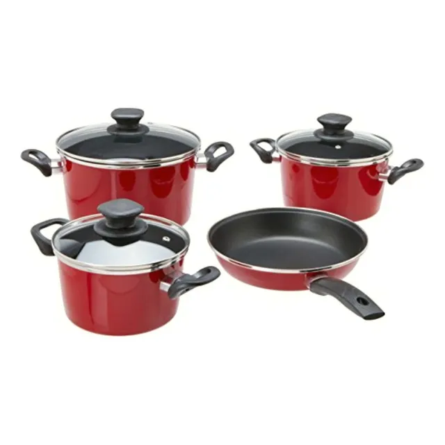 Magefesa Batería Coral, Acero Vitrificado, 7 Piezas, Rojo