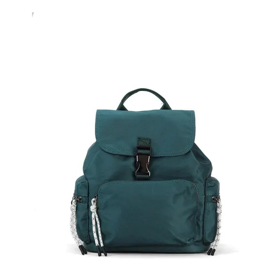 Mochila Urbana Nylon Tapa Bolsillo Frontal Dama Lincolns Color Petróleo