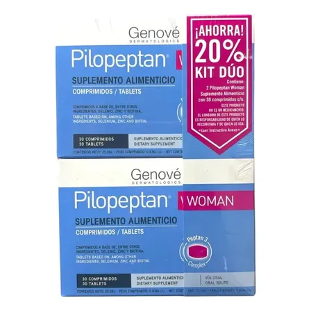 Genové Pilopeptan Woman 60 Tabletas 2 Meses Suplemento Alimenticio Capilar Efluvio Telógeno