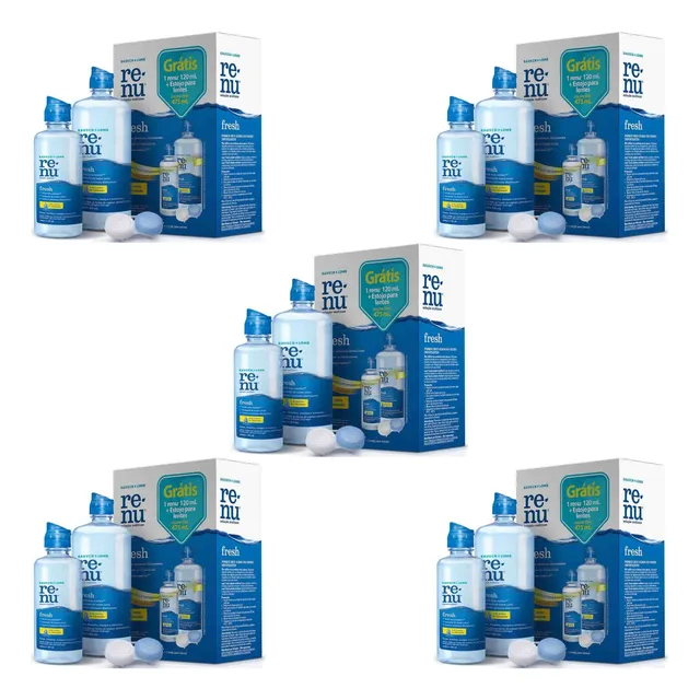 5x Kits Renu Fresh 355ml + 120ml + Estojo Para Lentes