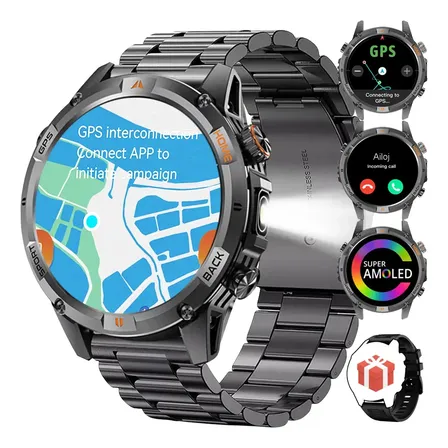 Gps Reloj Inteligente Deportivo Smartwatch 1.46''  580mah Negro Interchangeable Black Steel