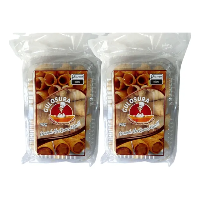 2 Pacotes De Canudinhos Crocantes Prontos Para Rechear 520g