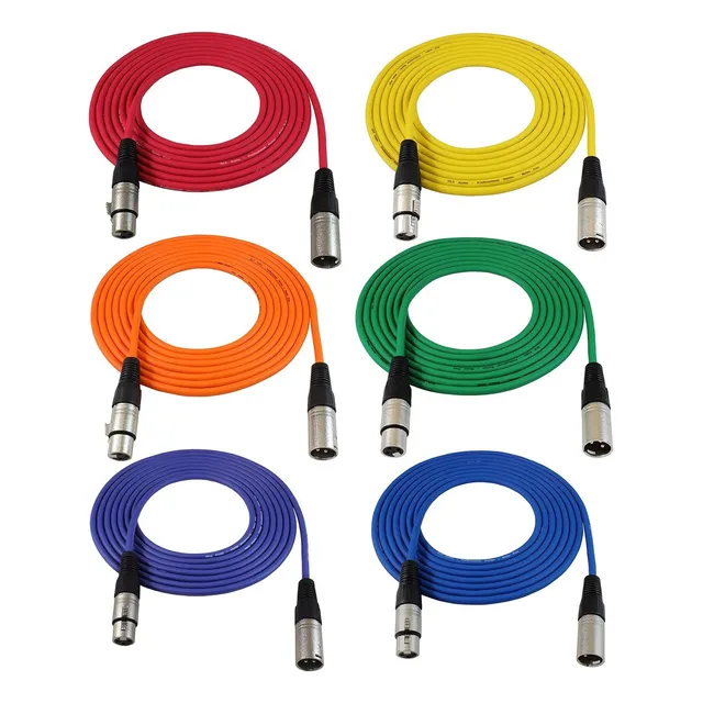 Cable De Microfono De 3,6 Metros - 6 Unidades De Colores