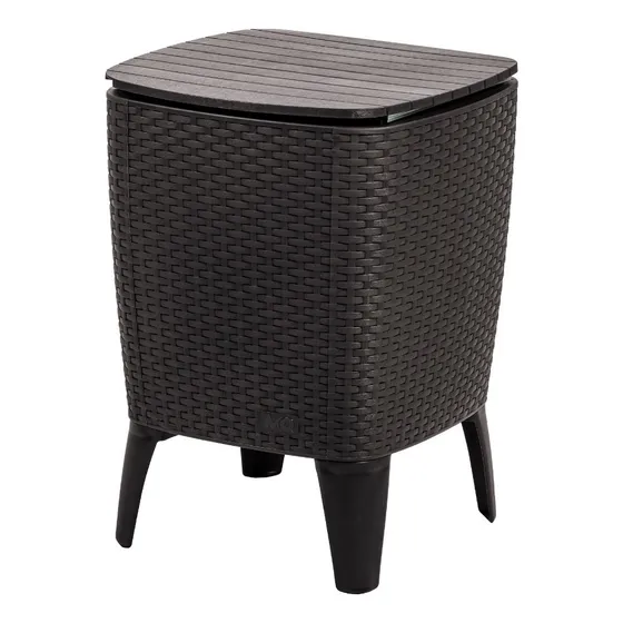 Mesa Hielera Cooler Table Tipo Rattan Jardin Y Exterior Mq Color Wengue
