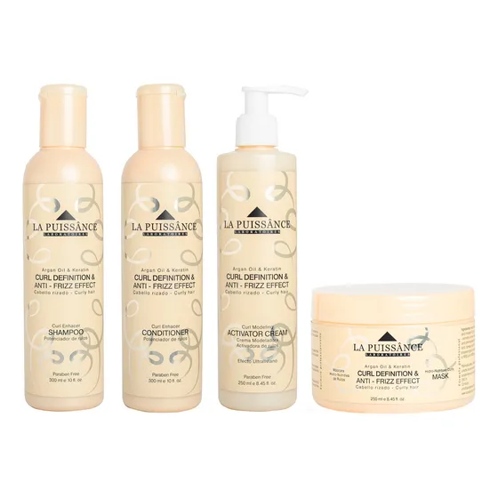 La Puissance Kit Shampoo Acondicionador Máscara Crema Rulos