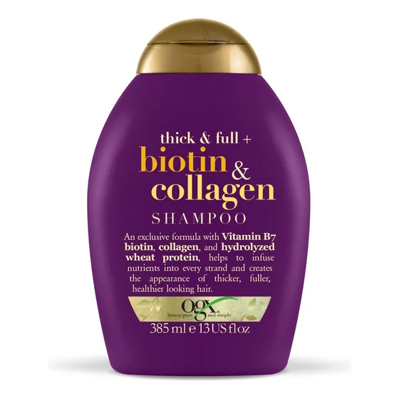 Shampoo Ogx Thick & Full + Biotin & Collagen En Botella De 385ml Por 1 Unidad