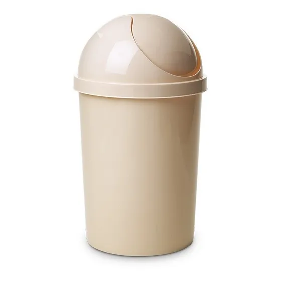 Papelera Plastica Tapa Movil 10l Crema Alfa Hogar
