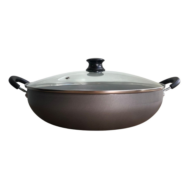 Panela Frigideira Wok Antiaderente Tampa De Vidro 6 Litros Panela Frigideira Wok Antiaderente Tampa De Vidro 6 Litros