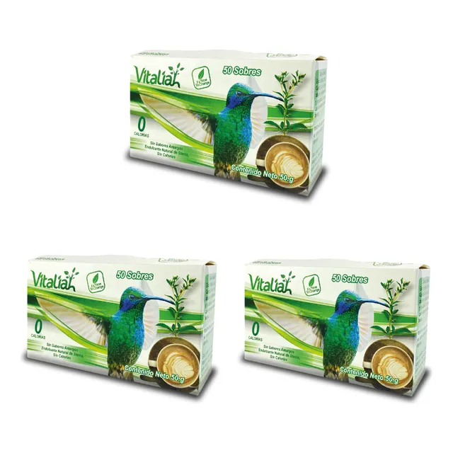 3 Pack Caja De 50 Sobres Stevia