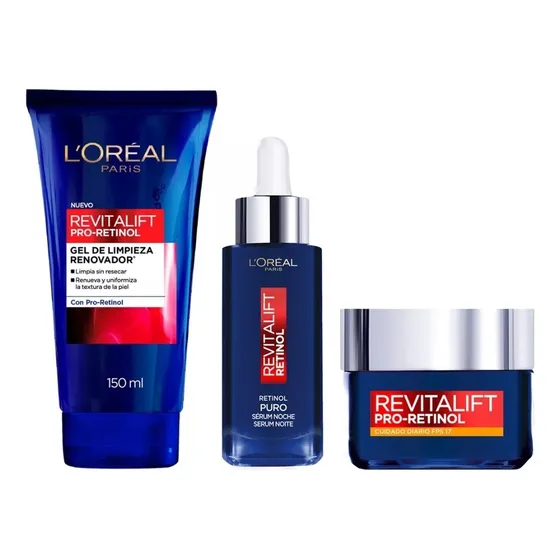 Pack Retinol Gel + Serum Noche + Crema Fps17 Loreal Paris