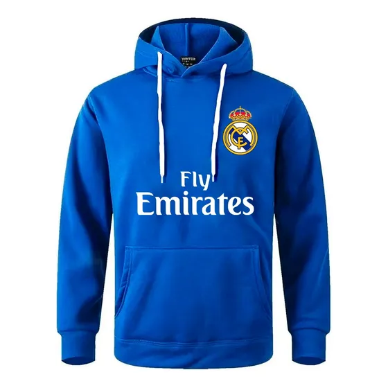 Moletom Preto Com Capuz Infantil Real Madrid Time Europeu