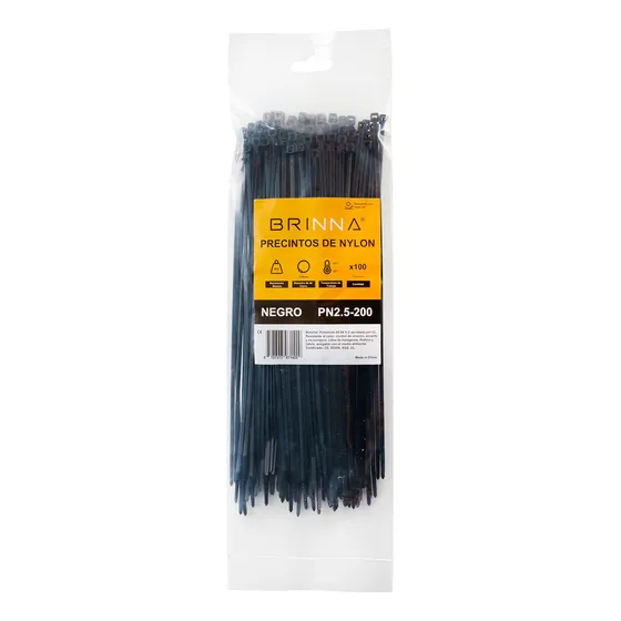 Precintos Plasticos 2,5x200mm Brinna Negro 100u