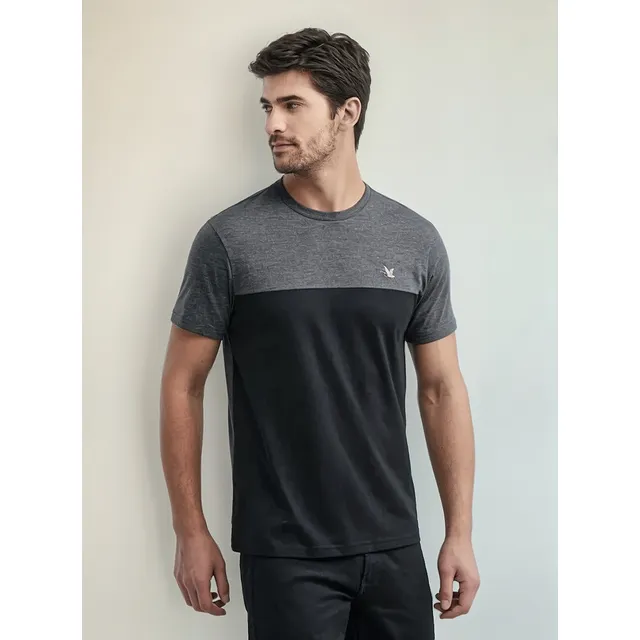 Camiseta De Hombre Block Contrast 649e028 Gris Jaspe Oscuro