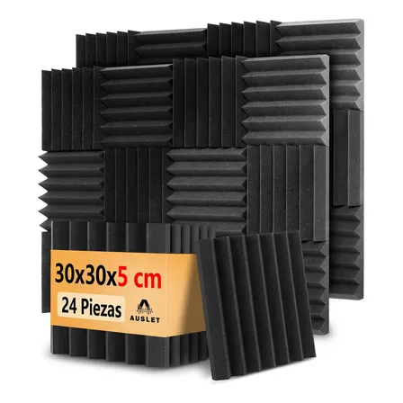 Kit 24 Paneles Acusticos,30x30x5cm De Espuma Acústica Negra