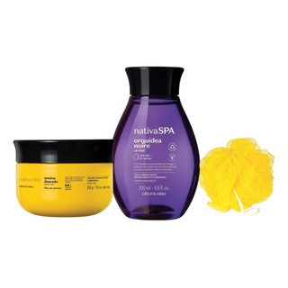 Combo Açúcar Esfoliante + Óleo Corporal + Esponja De Banho Combo Açúcar Esfoliante + Óleo Corporal + Esponja De Banho