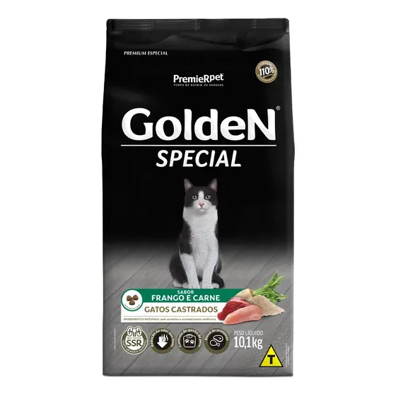 Ração Golden Special Gatos Castrados Carne e frango 10,1kg