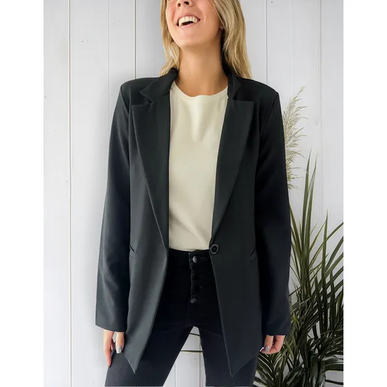 Blazer Sarga Lulyna Saco Forrado Con Hombreras Mujer