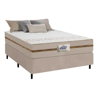 Cama Box Casal Gazin Flora Bege 138x188cm. Cama Box Casal Gazin Flora Bege 138x188cm.