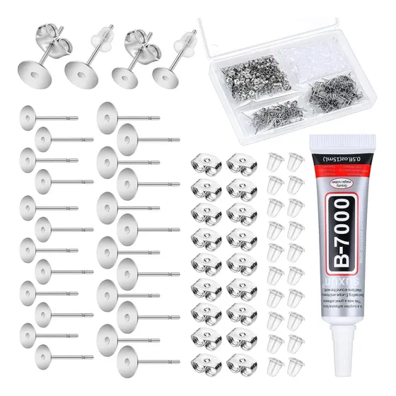 Set 600 Bases Y Tornillos Acero Inoxidable Para Aros Y Joyas