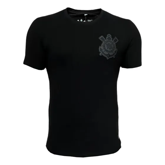 Camisa Casual Corinthians Algodão Preta Licenciada