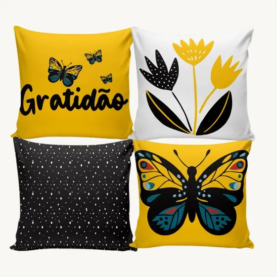 Kit 4 Capas Almofada Decorativa Sofá Cama Poltrona Coloridas