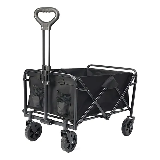 Tmpty Carro De Transporte Plegable Negro Manija Ajustable 100L 70kg 4 Ruedas