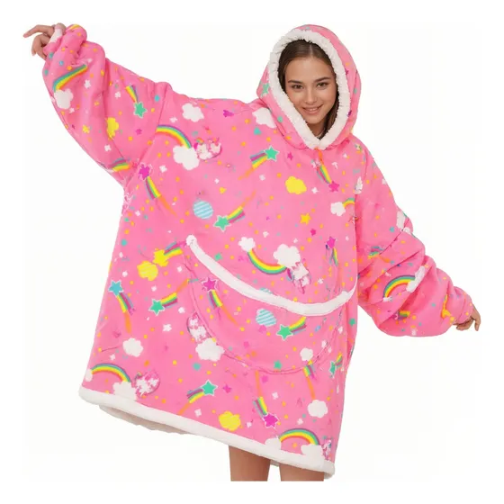 Manta Buzo Poncho Canguro Polar C/ Capucha Corderito Pijama