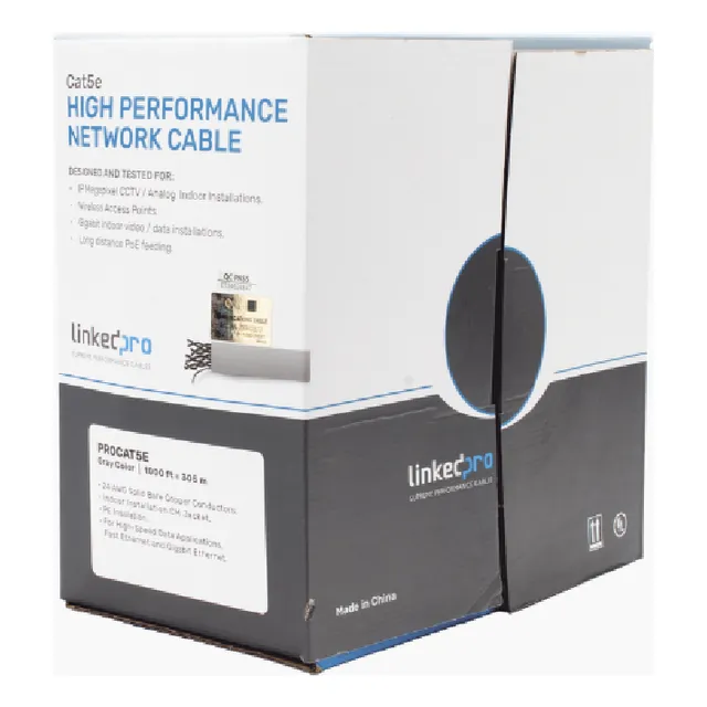 Bobina Linkedpro 305m Cat5e Utp 100% Cobre Gris Pro-cat-5e