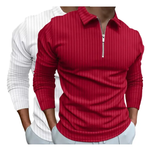 Kit 2 Camisas Polo Manga Longa Blusa Masculina Zíper