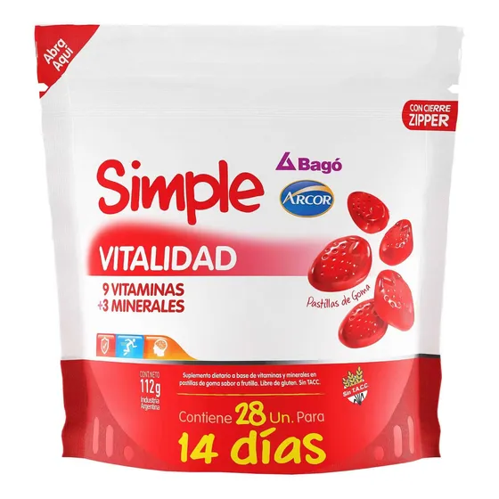 Bagó Simple Vitalidad Minerales Vitaminas 28 Pastillas Goma