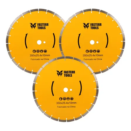 Kit 3 Disco De Corte Diamantado P/ Asfalto 14 Pol 350x25,4 Cor Amarelo