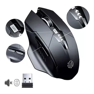 Mouse Sem Fio Bluetooth Recarregável Gamer Ergonômico 2.4g Preto
