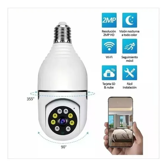 Camara Tipo Bombillo Seguridad Wifi Ip Icsee Robot 360 App