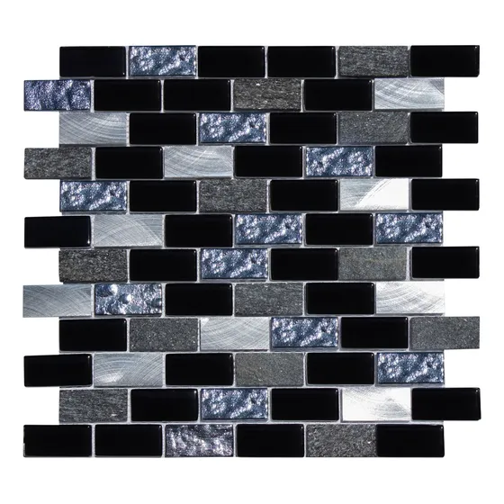 11 X Malla Mosaico Decorativa Aluminio Vidrio Color Negro