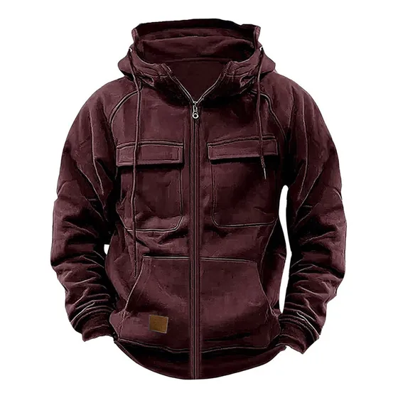 Sudadera Tipo Cargo Táctica Cremallera Corta Para Hombre