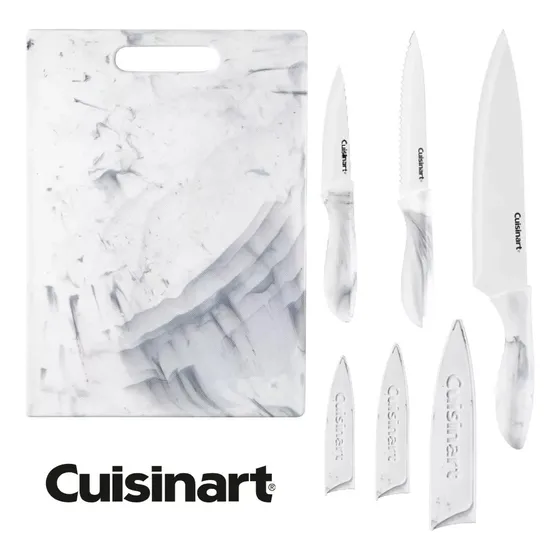Set De 3 Cuchillos Marmoleado Con Tabla De Picar Cuisinart