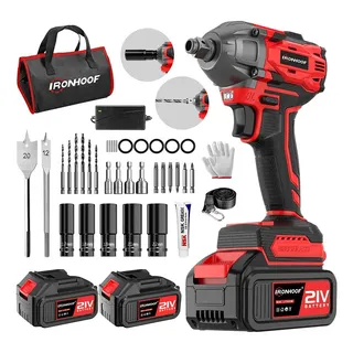 Llave De Impacto Inalámbrica Taladro Electrica Sin Escobilla Rojo 60 Hz