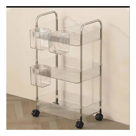 Carrito Almacenamiento 3 Niveles Acrílico Cocina Cuarto