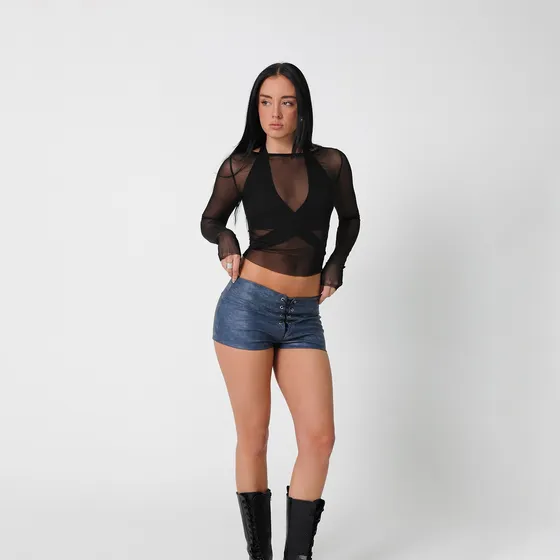 Top Trasparente Combinado Tull Y Modal Mujer Popcorn