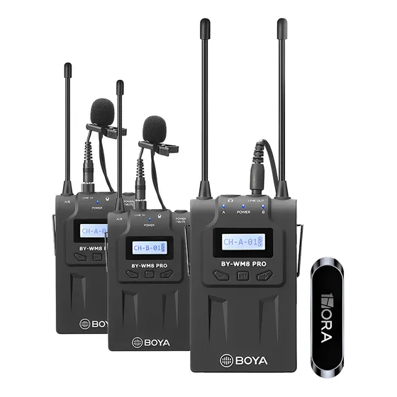 Microfone Lapela Boya Bywm8 Pro K2 + Suporte Smartphone