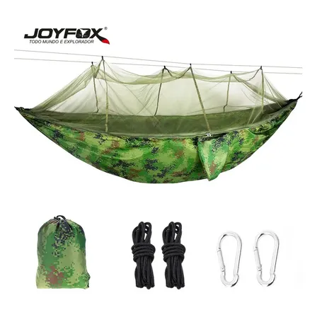 Rede De Dormir Joyfox Com Mosquiteiro Camuflada Para Camping 260cm X 140cm 300kg Camuflagem Direita