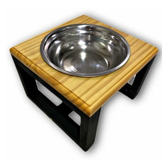 Comedouro Elevado Unitário Para Pets - P Cor Madeira