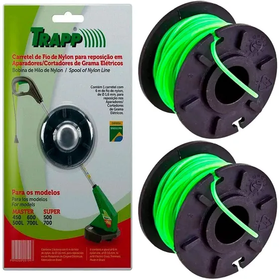 Fio Nylon P/ Roçadeira Trapp Master 1000 Plus Kit 2 Carretel