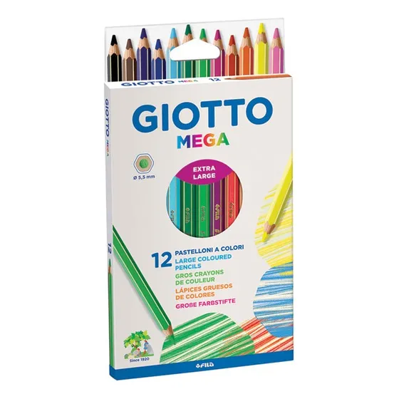 Lápiz de color hexagonal Lichyn C/6 de Giotto Mega Grosso de 12 colores