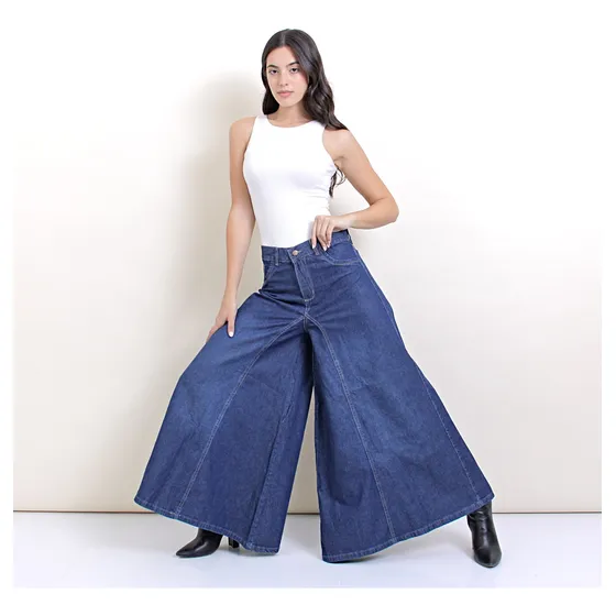 Pantalon Zaira Jeans Palazzo Oversize De Mujer