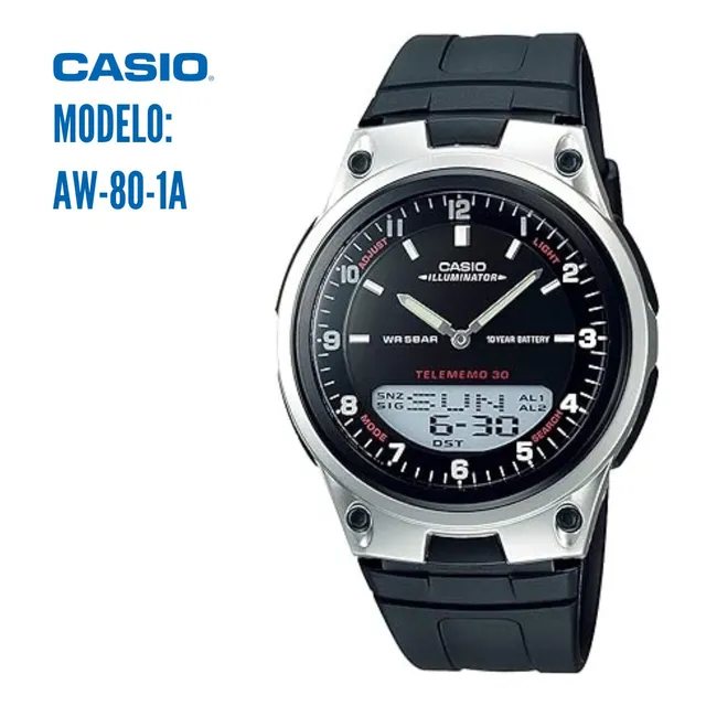 Reloj Casio Aw-80-1a Hombre Resina Blanco 50m Cuarzo